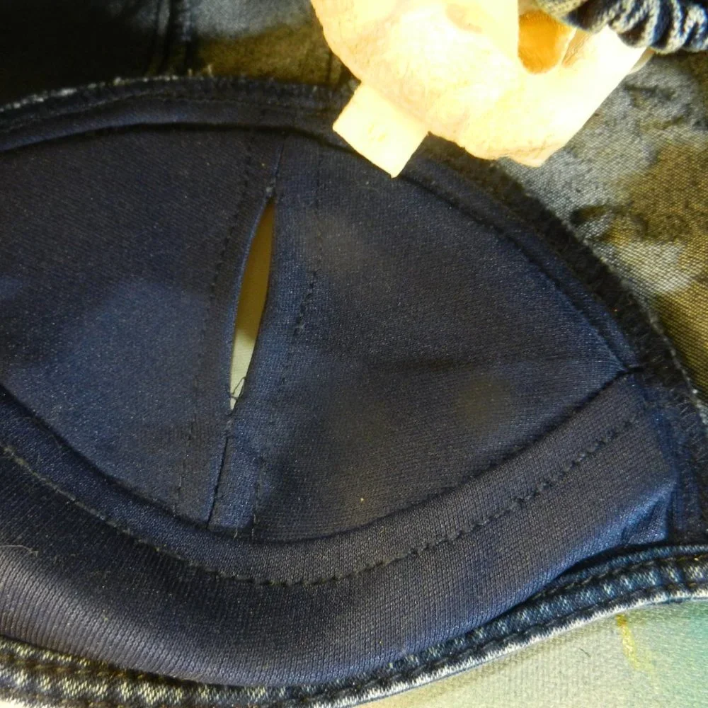 HAND CRAFTED floral denim bustier OOAK custom hand painted jean camisole top - Picture 10 of 16